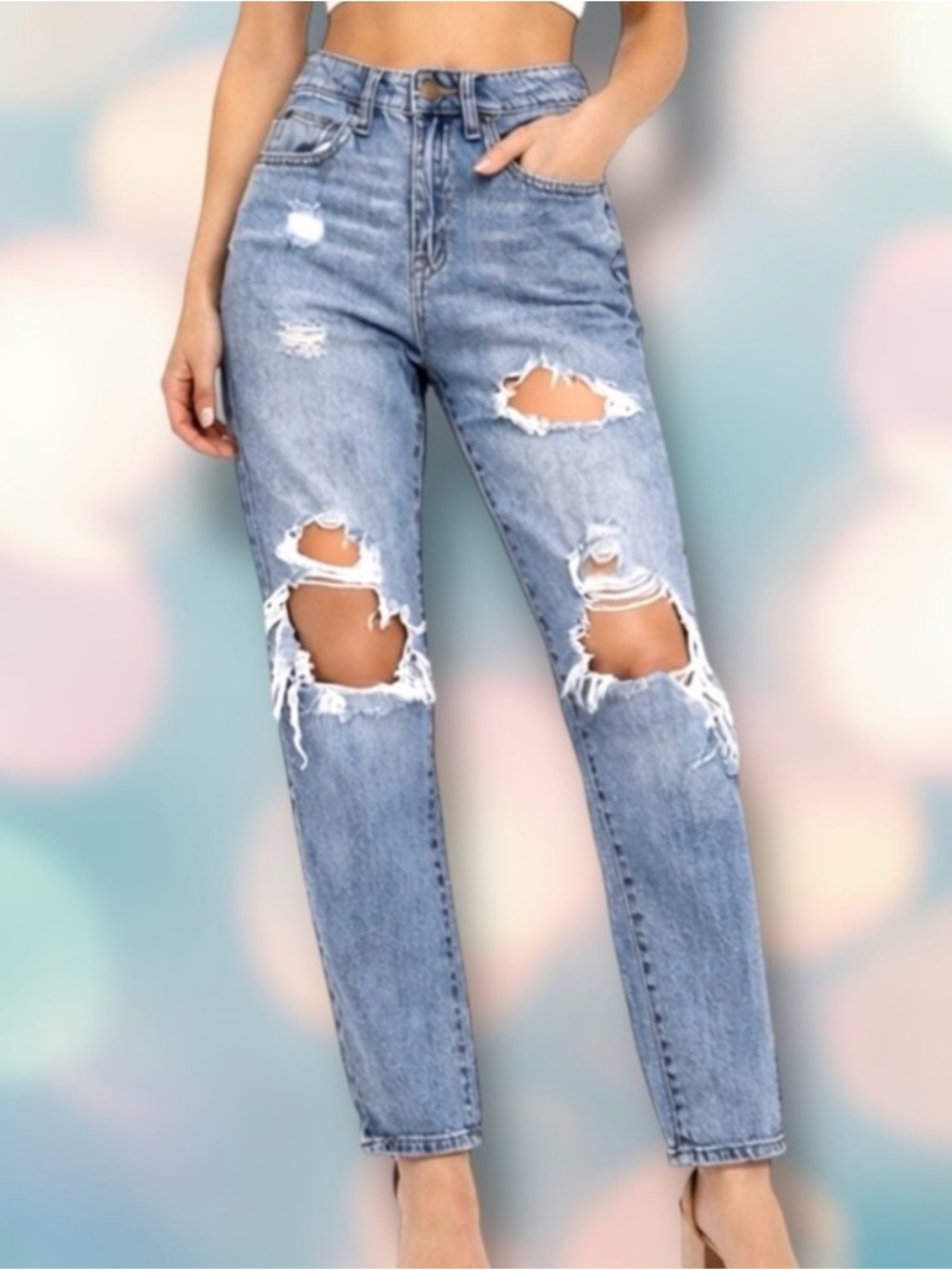Aero Distressed Button Fly Boyfriend Jeans 14 NWT